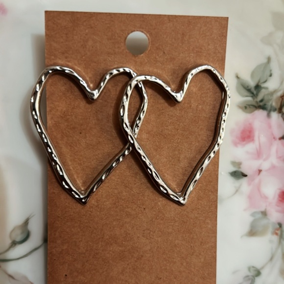 Anthropologie Jewelry - Silver heart earrings A117